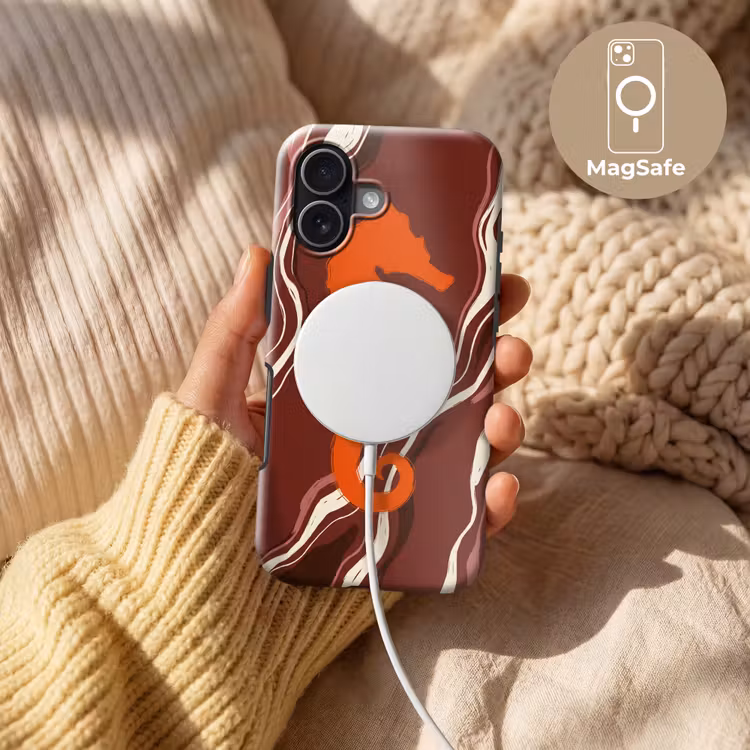 Zeepaardje - Golven - Zeeleven - Abstract - Oranje Toughcase MagSafe Apple iPhone 17 klein -USP_MagsafeV