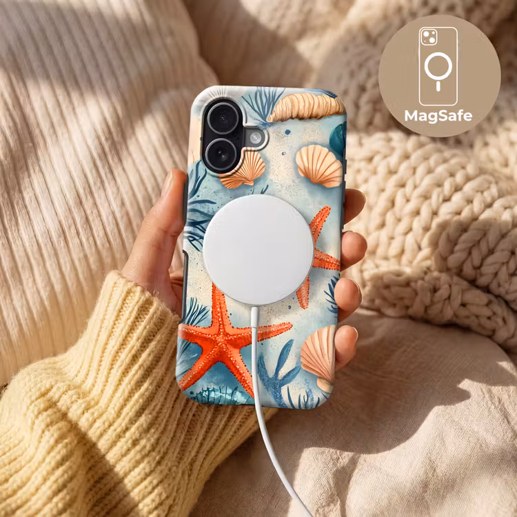 Zeesterren - Schelpen - Illustratie - Zand Toughcase MagSafe Apple iPhone 17 klein -USP_MagsafeV