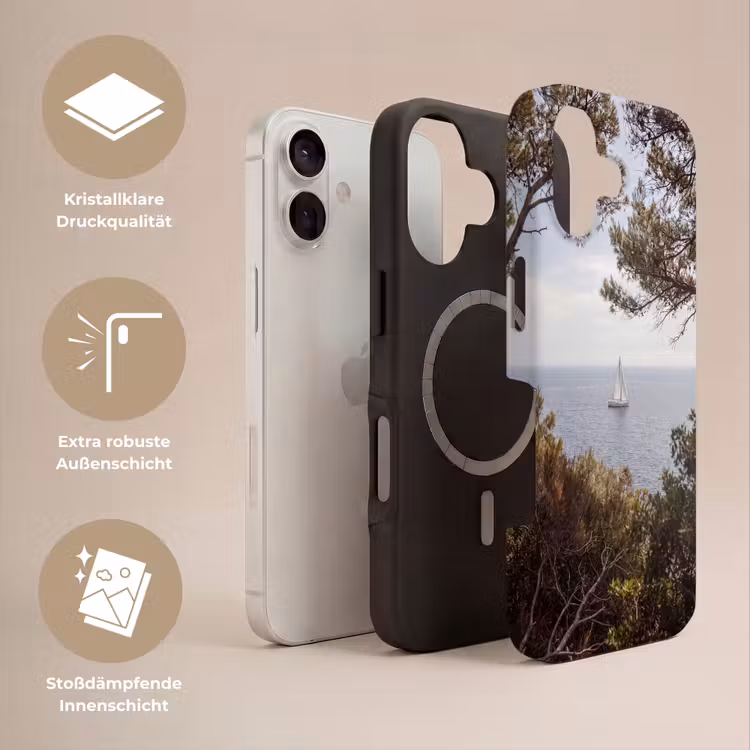 Handyhülle Toughcase - Segelboot – Bäume – Wasser - Zeilboot - bomen - water Toughcase MagSafe Apple iPhone 17 klein