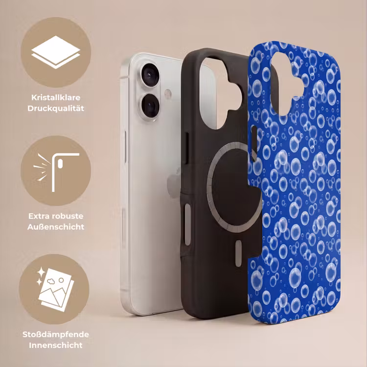 Bubbels - Patroon - Blauw Toughcase MagSafe Apple iPhone 17 klein -USP_Lagen_DE