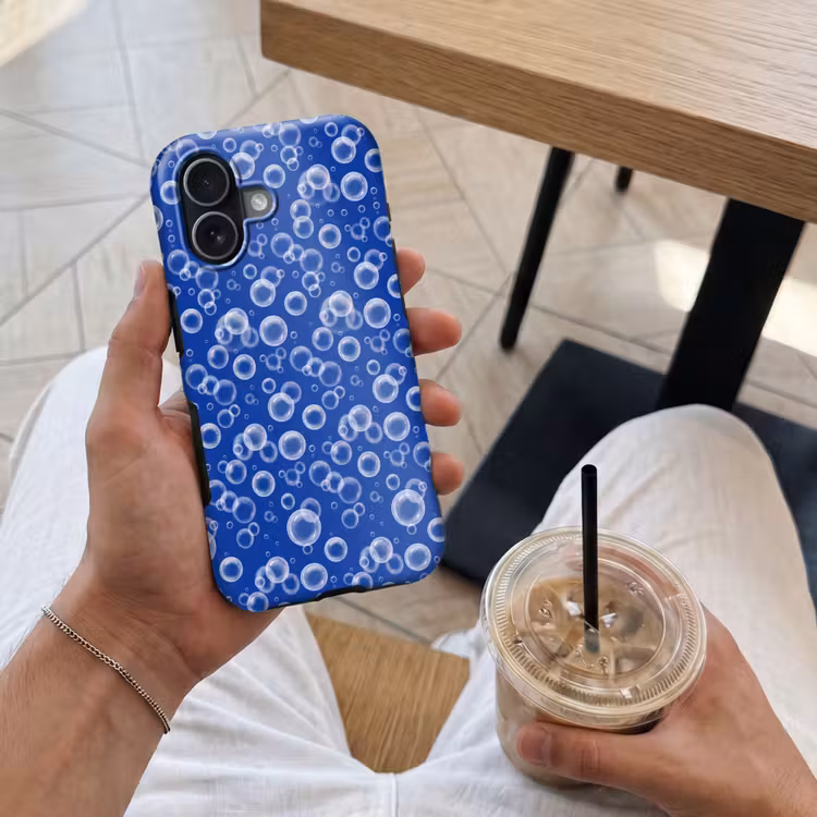 Bubbels - Patroon - Blauw Toughcase MagSafe Apple iPhone 17 klein -Sfeer1M