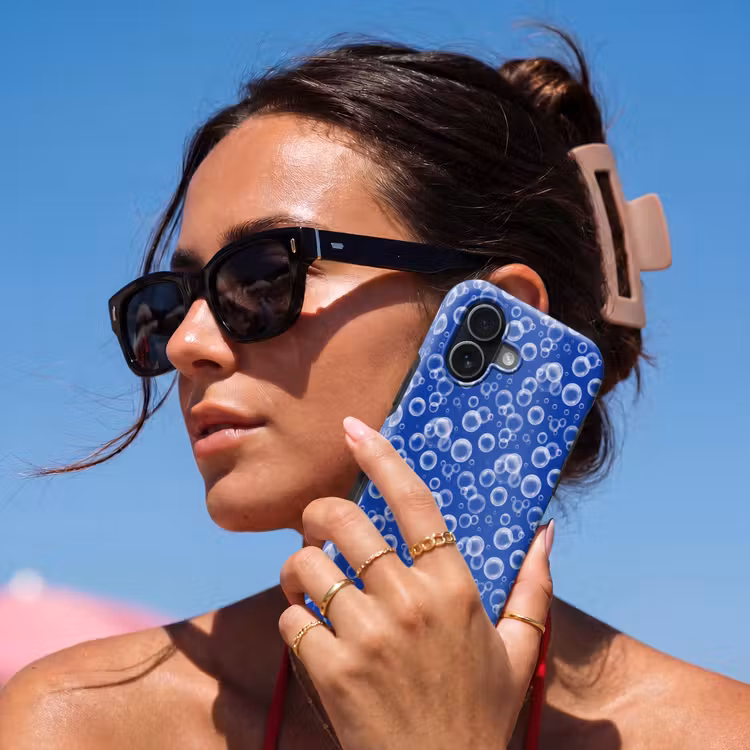 Bubbels - Patroon - Blauw Toughcase MagSafe Apple iPhone 17 klein -Sfeer2V