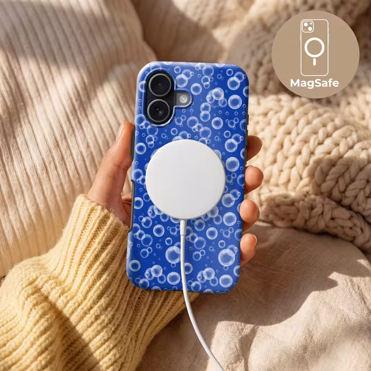 Bubbels - Patroon - Blauw Toughcase MagSafe Apple iPhone 17 klein -USP_MagsafeV