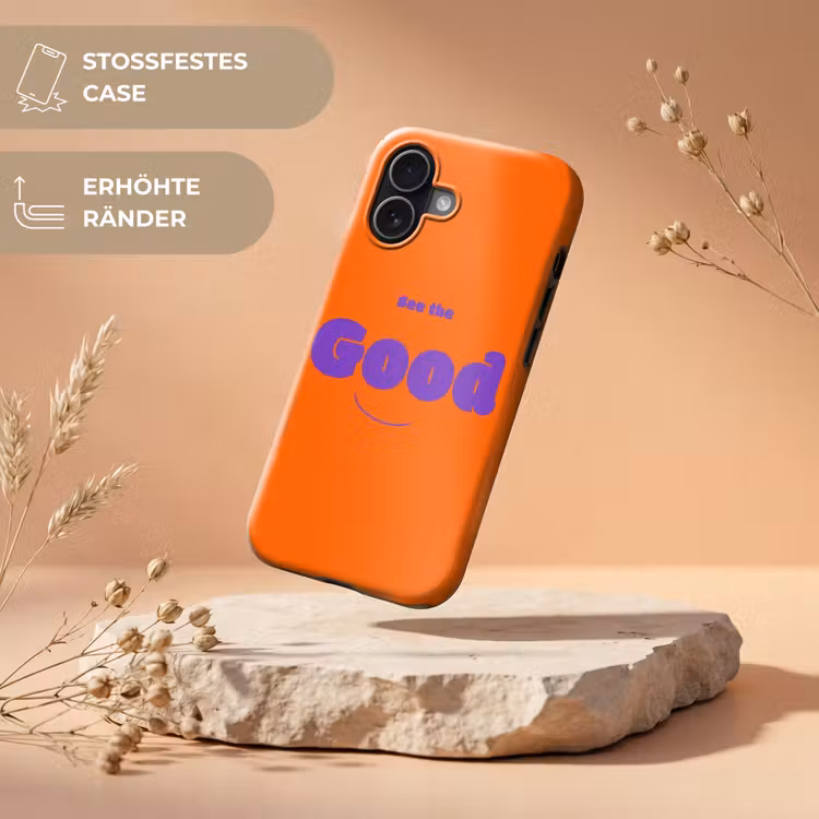 See the good - Paars - Oranje - Smiley Toughcase MagSafe Apple iPhone 17 klein -USP_RandenV_DE