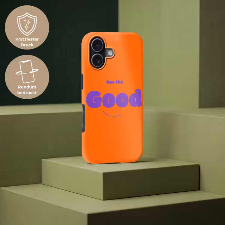 See the good - Paars - Oranje - Smiley Toughcase MagSafe Apple iPhone 17 klein -USP_PrintM_DE