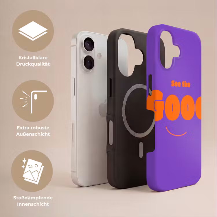 See the good - Oranje - Paars - Smiley Toughcase MagSafe Apple iPhone 17 klein -USP_Lagen_DE