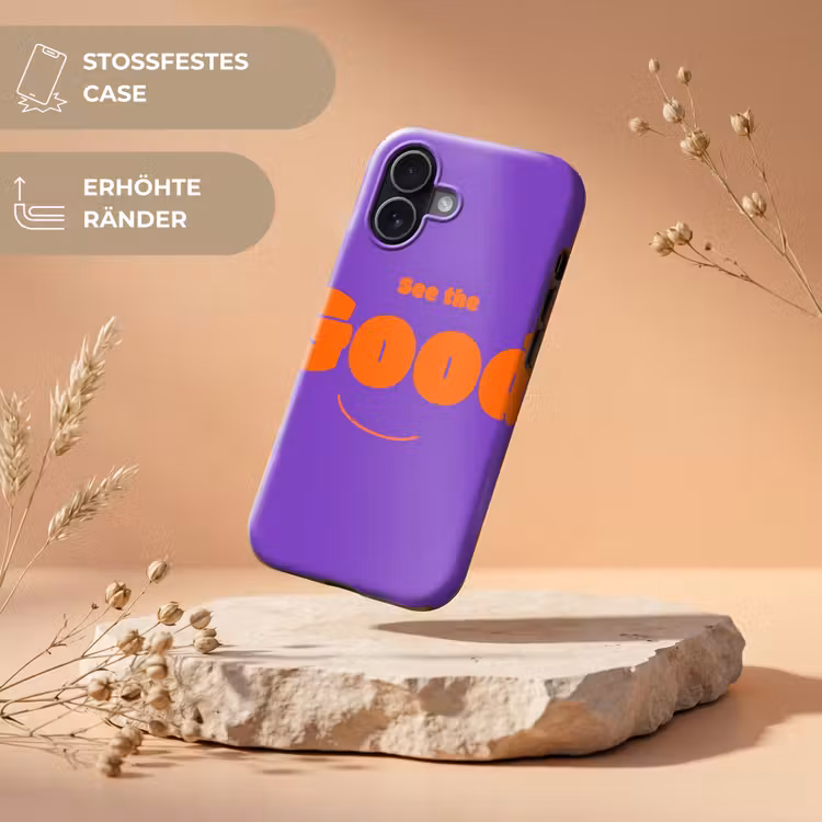 See the good - Oranje - Paars - Smiley Toughcase MagSafe Apple iPhone 17 klein -USP_RandenV_DE