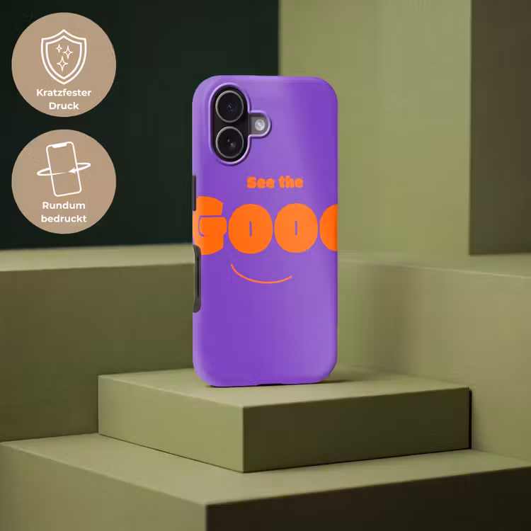 See the good - Oranje - Paars - Smiley Toughcase MagSafe Apple iPhone 17 klein -USP_PrintM_DE