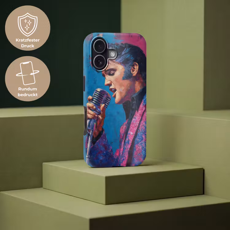 Zingende man - Glitterjas - Microfoon Toughcase MagSafe Apple iPhone 17 klein -USP_PrintM_DE