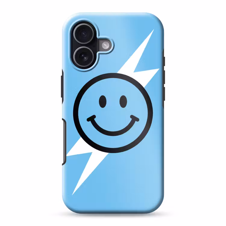 Smiley - Blauw - Bliksem Toughcase MagSafe Apple iPhone 17 klein -3d