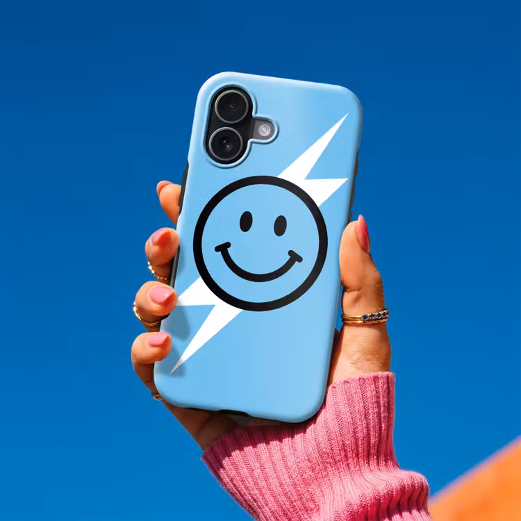 Smiley - Blauw - Bliksem Toughcase MagSafe Apple iPhone 17 klein -Sfeer1V