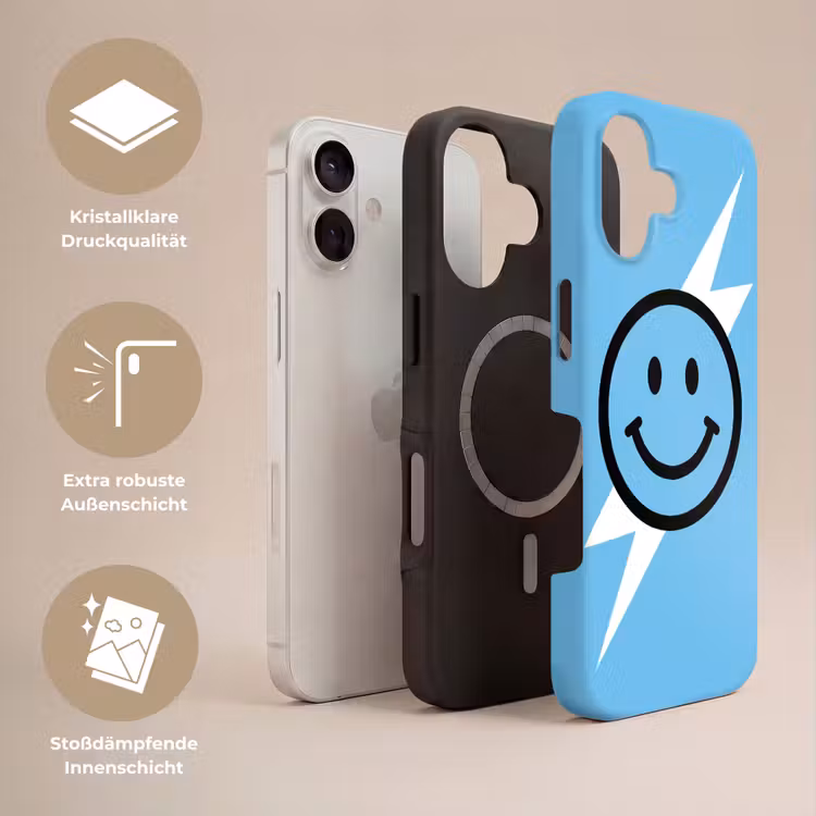 Smiley - Blauw - Bliksem Toughcase MagSafe Apple iPhone 17 klein -USP_Lagen_DE