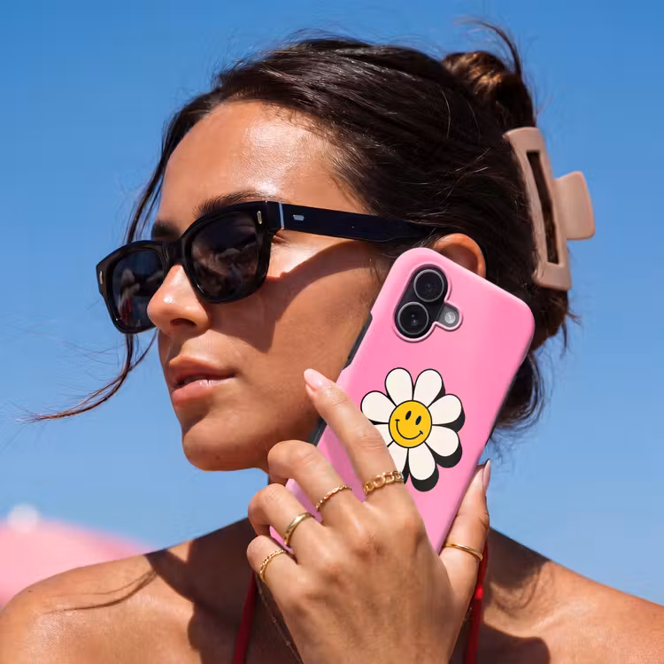 Smiley - Bloem - Roze Toughcase MagSafe Apple iPhone 17 klein -Sfeer2V