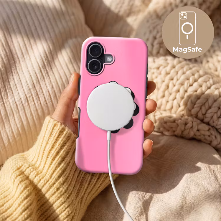 Smiley - Bloem - Roze Toughcase MagSafe Apple iPhone 17 klein -USP_MagsafeV