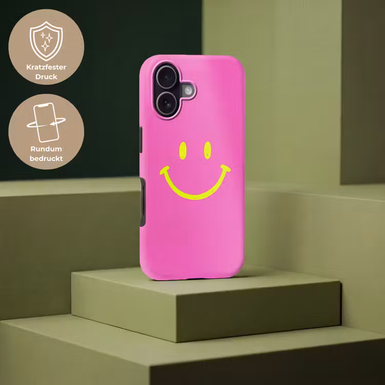 Smiley - Vrolijk - Roze Toughcase MagSafe Apple iPhone 17 klein -USP_PrintM_DE