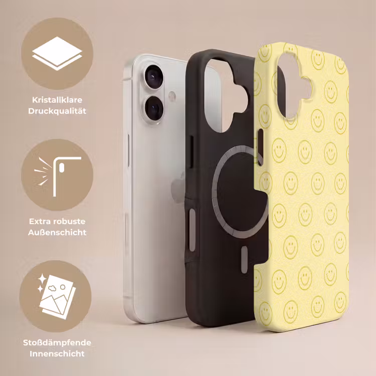 Smileys - Patroon - Retro - Zachtgeel Toughcase MagSafe Apple iPhone 17 klein 1017 -USP_Lagen_DE
