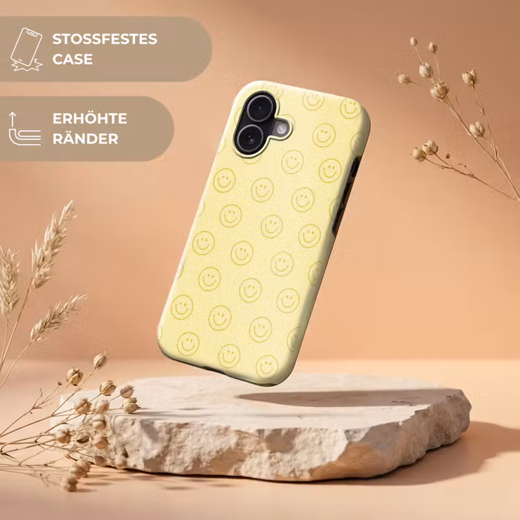 Smileys - Patroon - Retro - Zachtgeel Toughcase MagSafe Apple iPhone 17 klein 1017 -USP_RandenV_DE
