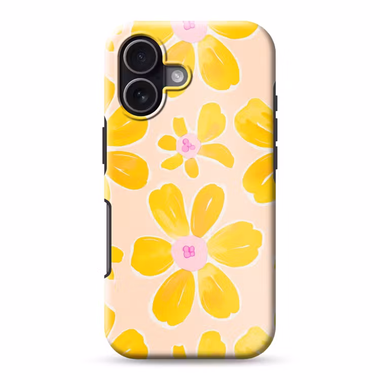 Zomers - Bloemen - Geel Toughcase MagSafe Apple iPhone 17 klein 1017 -3d