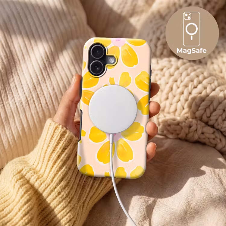 Zomers - Bloemen - Geel Toughcase MagSafe Apple iPhone 17 klein 1017 -USP_MagsafeV