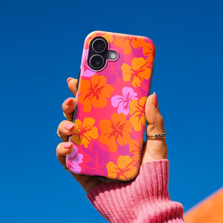 Zomers - Hibiscus - Kleurrijk Toughcase MagSafe Apple iPhone 17 klein 1017 -Sfeer1V