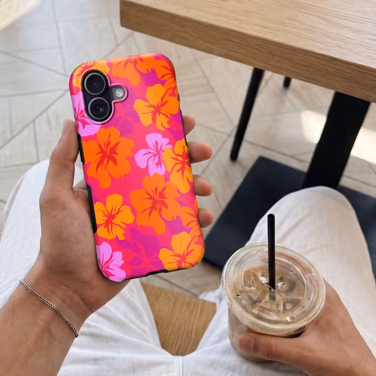 Zomers - Hibiscus - Kleurrijk Toughcase MagSafe Apple iPhone 17 klein 1017 -Sfeer1M