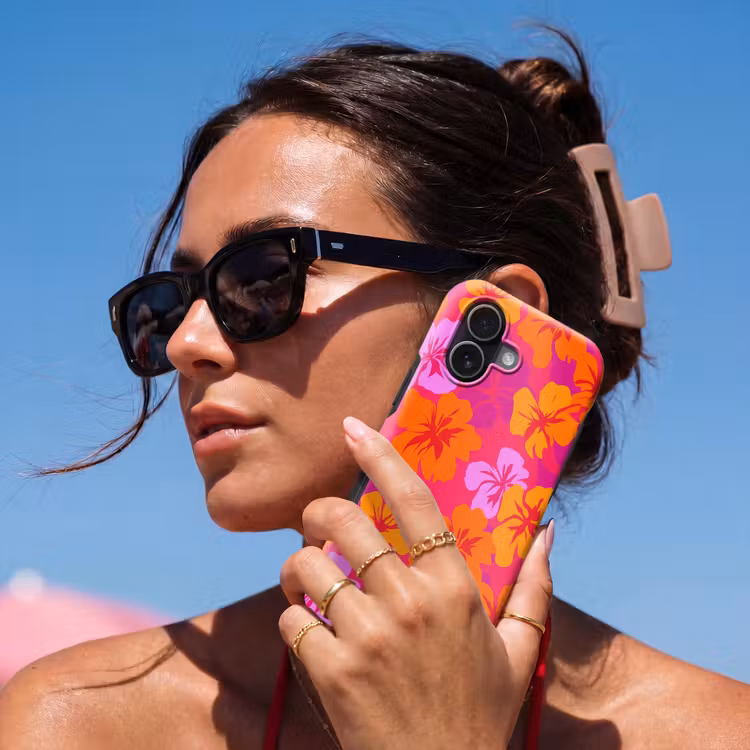 Zomers - Hibiscus - Kleurrijk Toughcase MagSafe Apple iPhone 17 klein 1017 -Sfeer2V