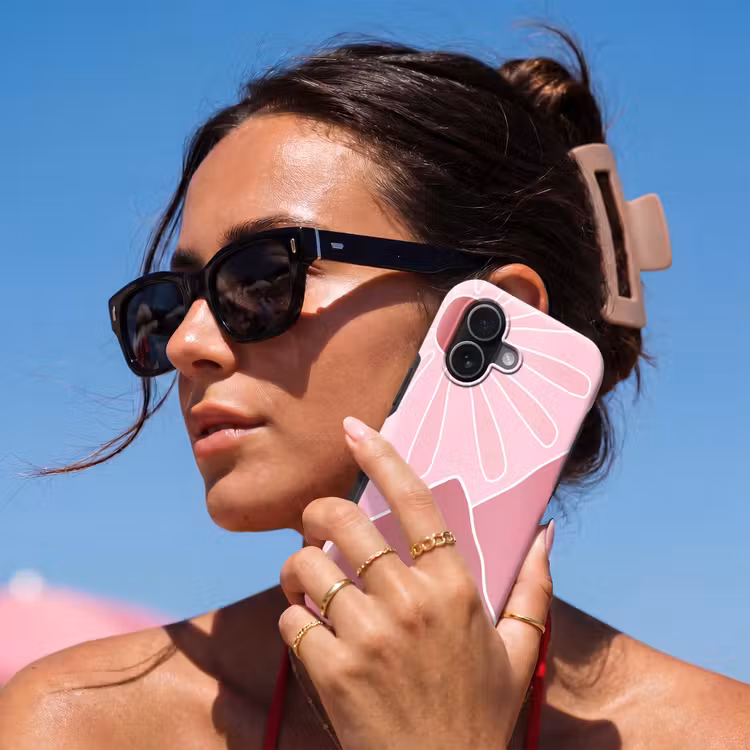Zon - Bergen - Natuur - Abstract - Roze Toughcase MagSafe Apple iPhone 17 klein -Sfeer2V