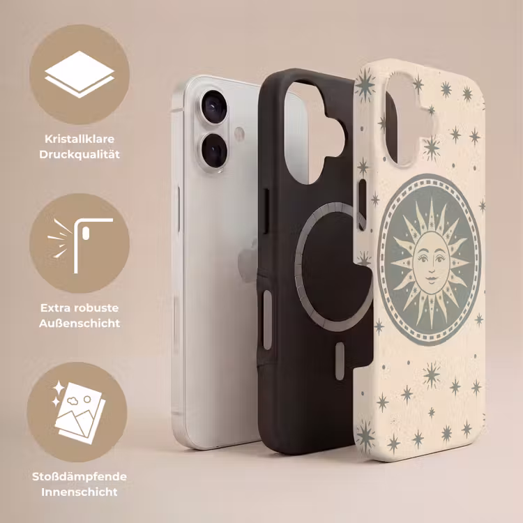 Zon - Sterren - Astrologie - Vintage - Groen Toughcase MagSafe Apple iPhone 17 klein -USP_Lagen_DE