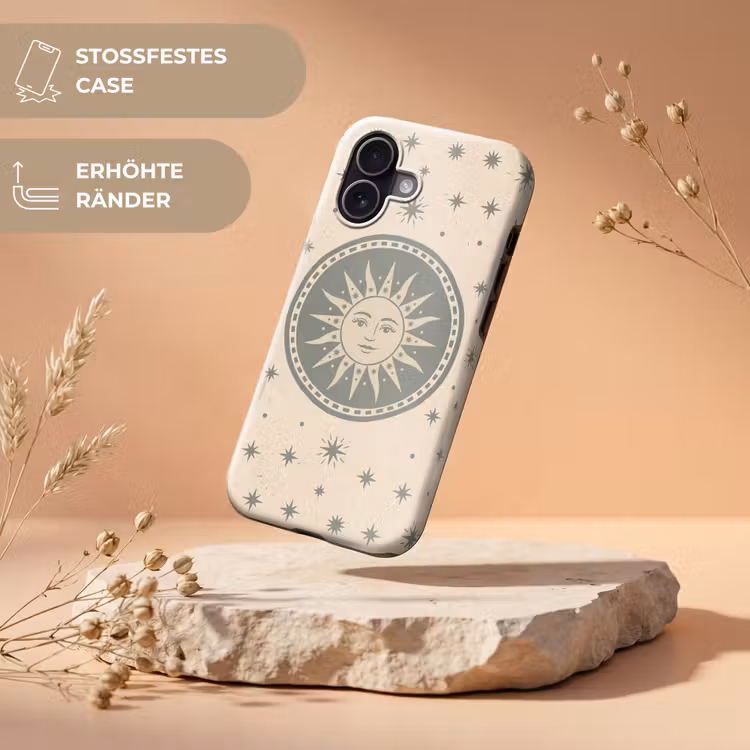 Zon - Sterren - Astrologie - Vintage - Groen Toughcase MagSafe Apple iPhone 17 klein -USP_RandenV_DE