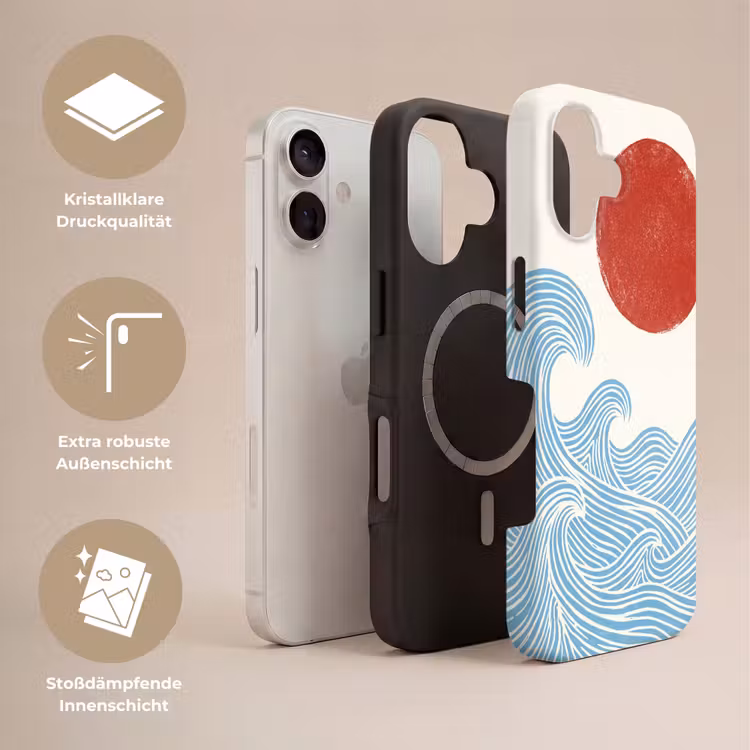 Zon - Golven - Oceaan - Abstract - Rood Toughcase MagSafe Apple iPhone 17 klein -USP_Lagen_DE