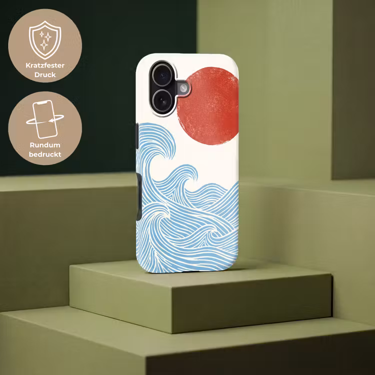 Zon - Golven - Oceaan - Abstract - Rood Toughcase MagSafe Apple iPhone 17 klein -USP_PrintM_DE