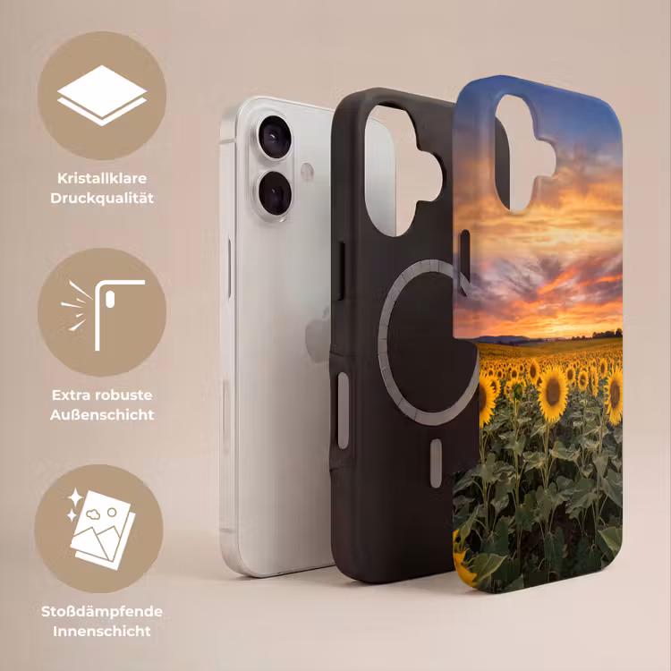 Zonnebloemen - Heuvellandschap - Geel Toughcase MagSafe Apple iPhone 17 klein -USP_Lagen_DE