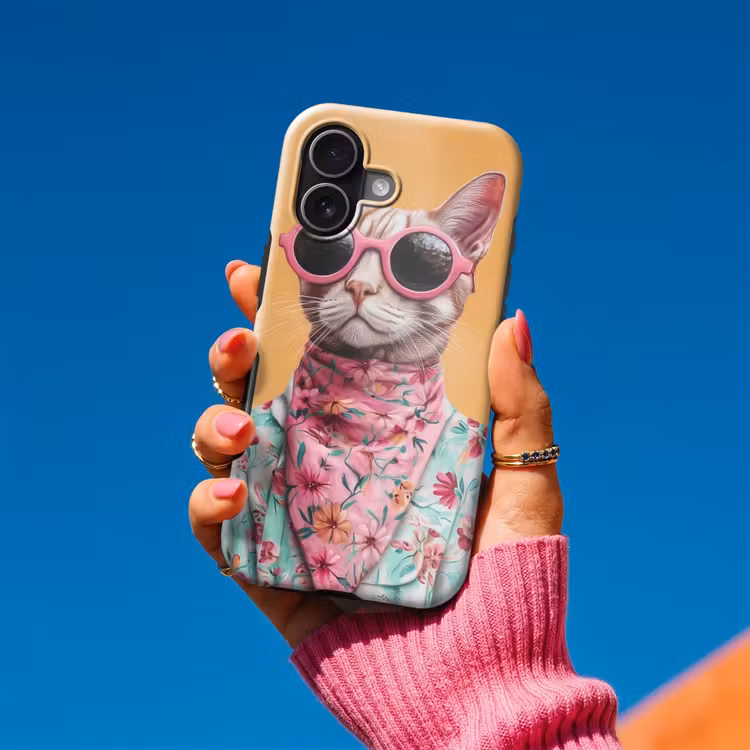 Zonnebril - Kat - Sjaal - Bloemen Toughcase MagSafe Apple iPhone 17 klein -Sfeer1V