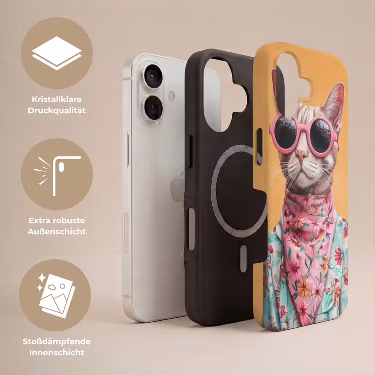 Zonnebril - Kat - Sjaal - Bloemen Toughcase MagSafe Apple iPhone 17 klein -USP_Lagen_DE