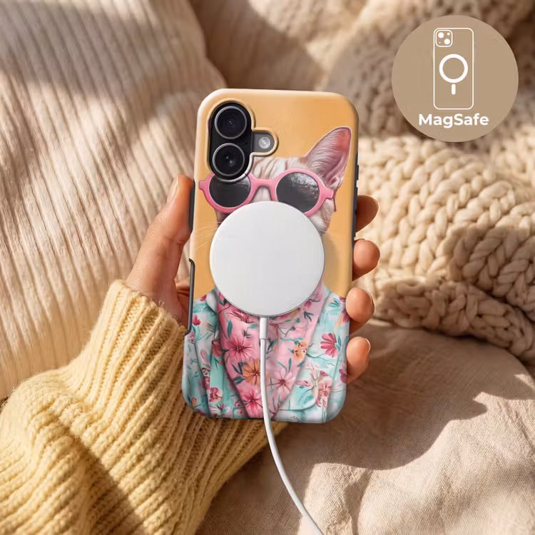 Zonnebril - Kat - Sjaal - Bloemen Toughcase MagSafe Apple iPhone 17 klein -USP_MagsafeV