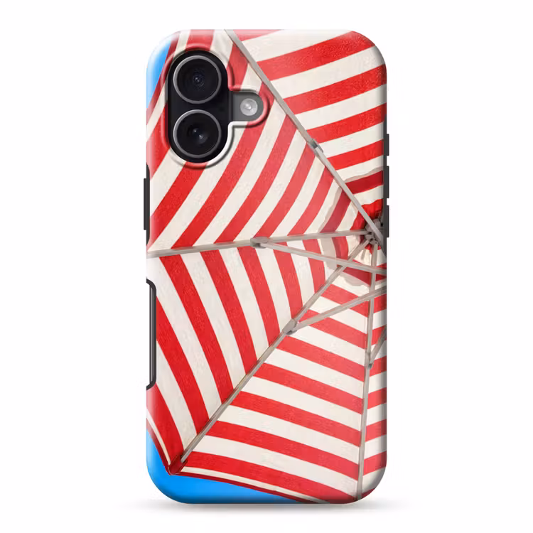 Parasol - Strepen - Zomer - Rood - Blauw Toughcase MagSafe Apple iPhone 17 klein -3d