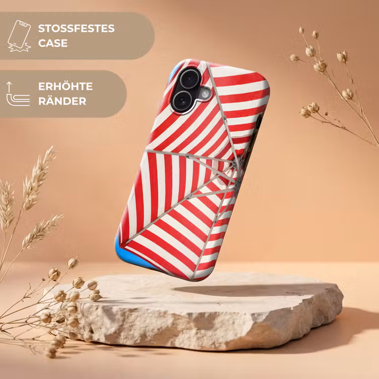 Parasol - Strepen - Zomer - Rood - Blauw Toughcase MagSafe Apple iPhone 17 klein -USP_RandenV_DE