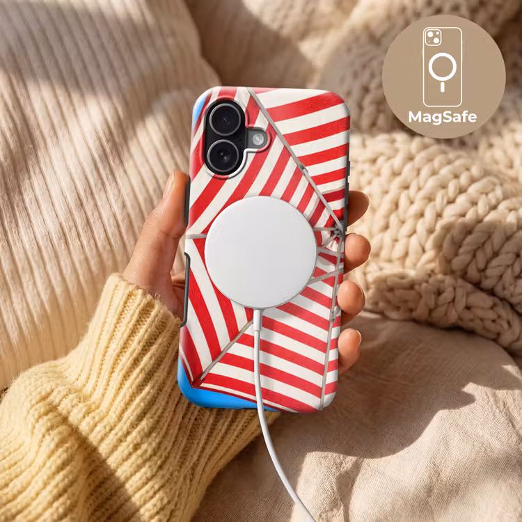 Parasol - Strepen - Zomer - Rood - Blauw Toughcase MagSafe Apple iPhone 17 klein -USP_MagsafeV