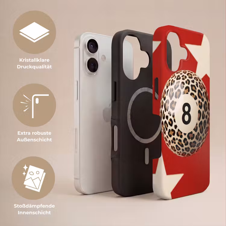 Spel - Dierenprint - Nummer 8 - Modern - Rood Toughcase MagSafe Apple iPhone 17 klein -USP_Lagen_DE