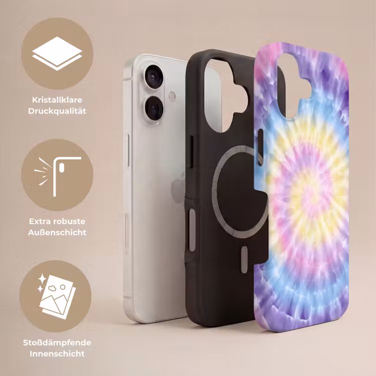 Spiraal - Tie dye - Pasteltinten Toughcase MagSafe Apple iPhone 17 klein -USP_Lagen_DE