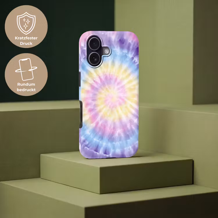 Spiraal - Tie dye - Pasteltinten Toughcase MagSafe Apple iPhone 17 klein -USP_PrintM_DE