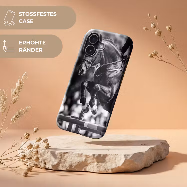 Springen - Paard - Zwart - Wit Toughcase MagSafe Apple iPhone 17 klein -USP_RandenV_DE