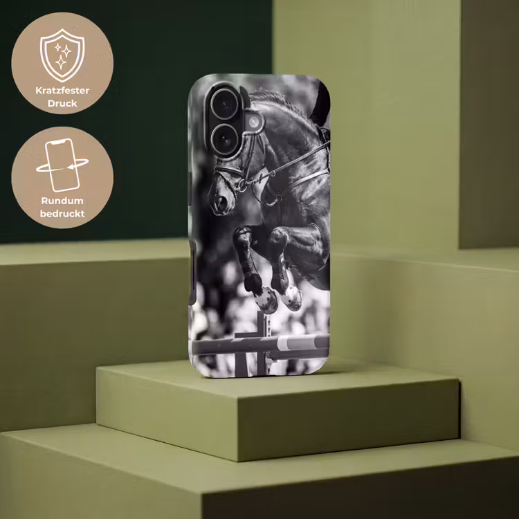 Springen - Paard - Zwart - Wit Toughcase MagSafe Apple iPhone 17 klein -USP_PrintM_DE