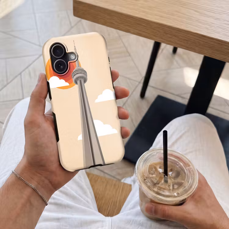 Stad - Gebouw - Architectuur - Retro - Oranje Toughcase MagSafe Apple iPhone 17 klein -Sfeer1M