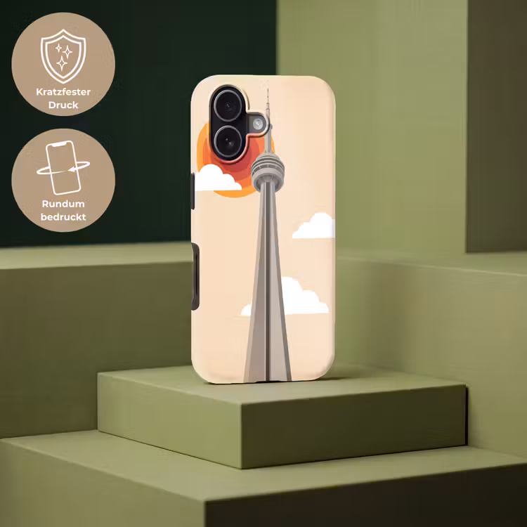 Stad - Gebouw - Architectuur - Retro - Oranje Toughcase MagSafe Apple iPhone 17 klein -USP_PrintM_DE