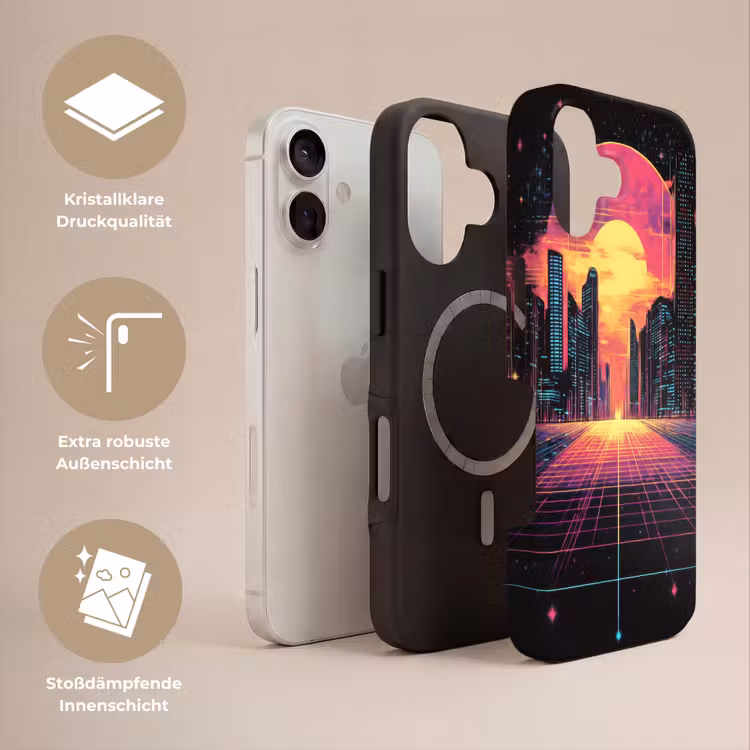 Stad - Gebouwen - Zon - Geel Toughcase MagSafe Apple iPhone 17 klein -USP_Lagen_DE
