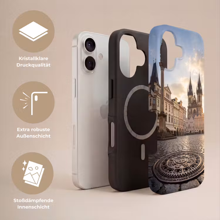 Stad - Praag - Ochtend - Architectuur - Goud Toughcase MagSafe Apple iPhone 17 klein -USP_Lagen_DE