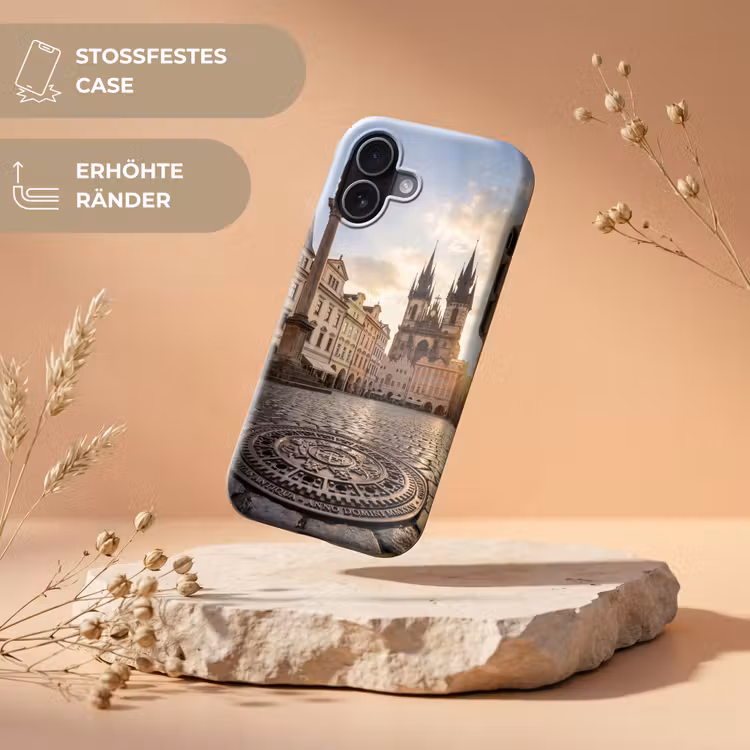 Stad - Praag - Ochtend - Architectuur - Goud Toughcase MagSafe Apple iPhone 17 klein -USP_RandenV_DE