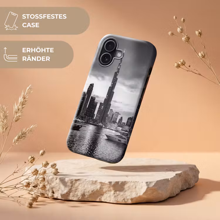 Stad - Skyline - Architectuur - Avond - Zwart-wit Toughcase MagSafe Apple iPhone 17 klein -USP_RandenV_DE