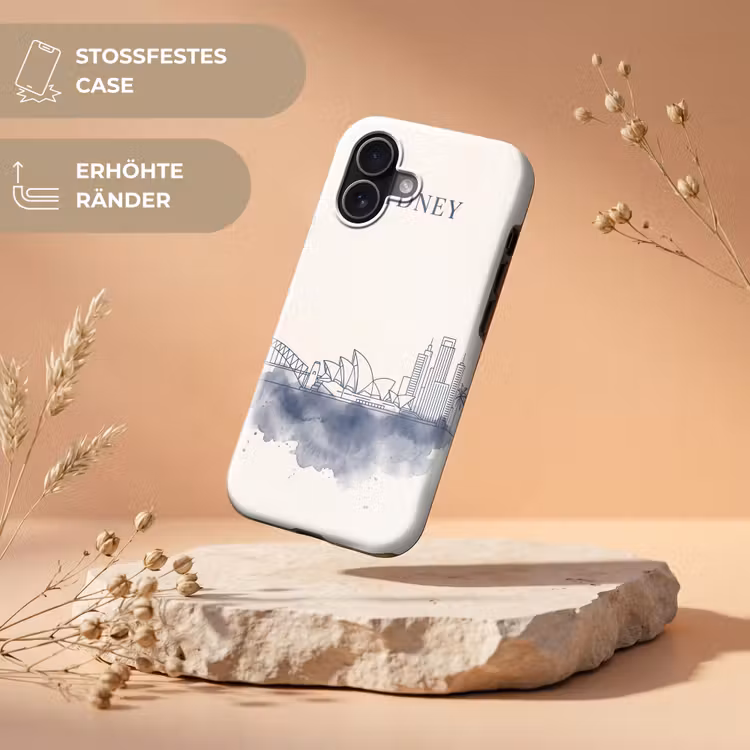 Stad - Skyline - Architectuur - Minimalistisch - Blauw Toughcase MagSafe Apple iPhone 17 klein -USP_RandenV_DE